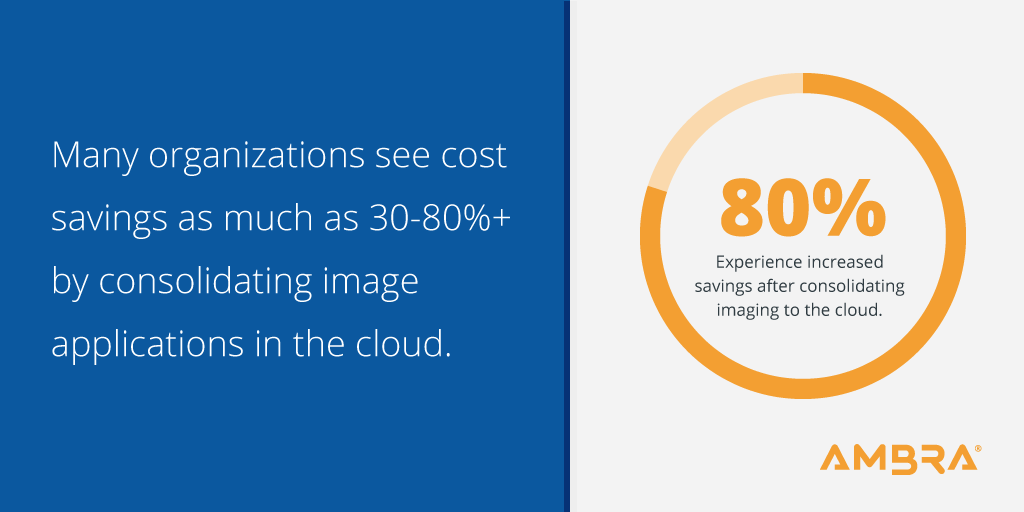 Many organizations see cost savings as much as 30-80%+ by consolidating image applications in the cloud.